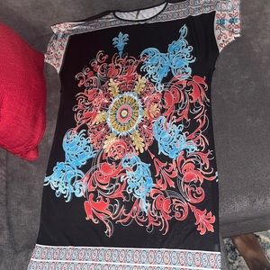 Black and multi colored design dress